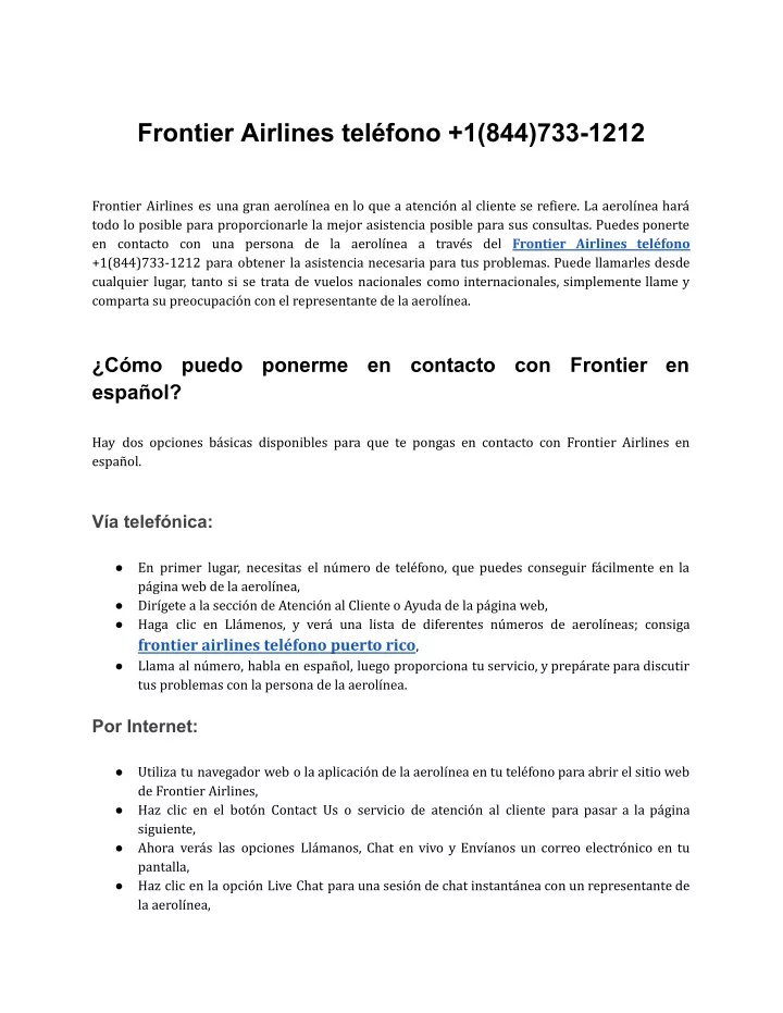 PPT - Frontier Airlines teléfono  18447331212 PowerPoint Presentation - ID:13575588