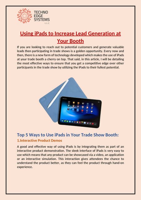 Using iPads to Increase Lead Generation at Your Booth | PDF