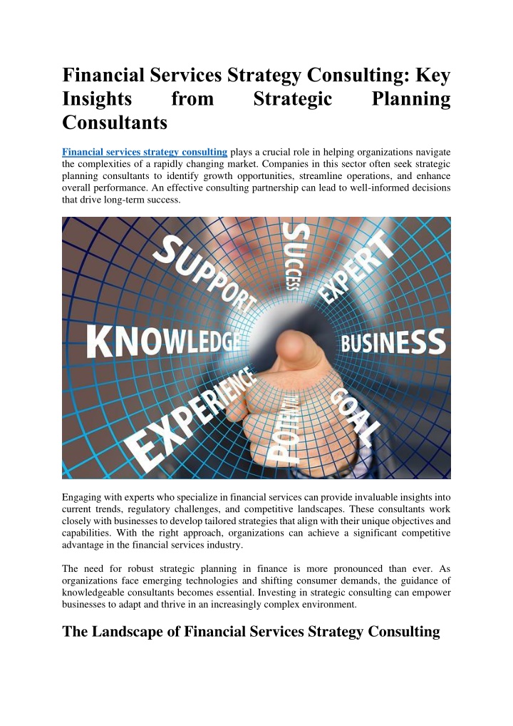 PPT - Financial Services Strategy Consulting Key Insights from Strategic Planning Consultants PowerPoint Presentation - ID:13980200