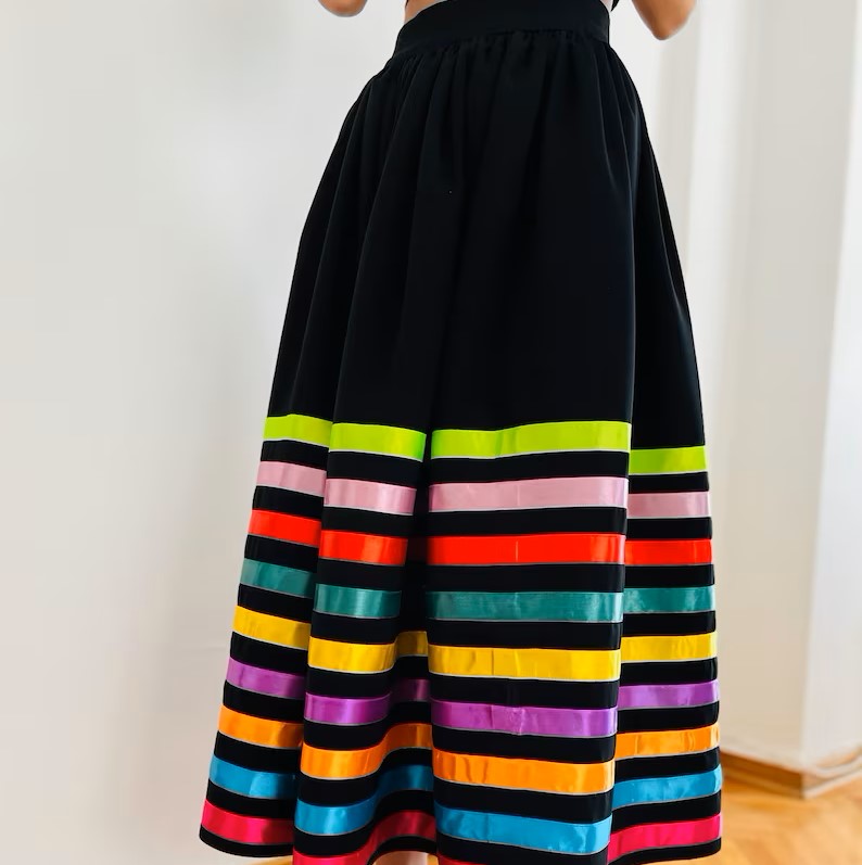 Ribbon Skirt: Chic skirt adorned with ribbons.